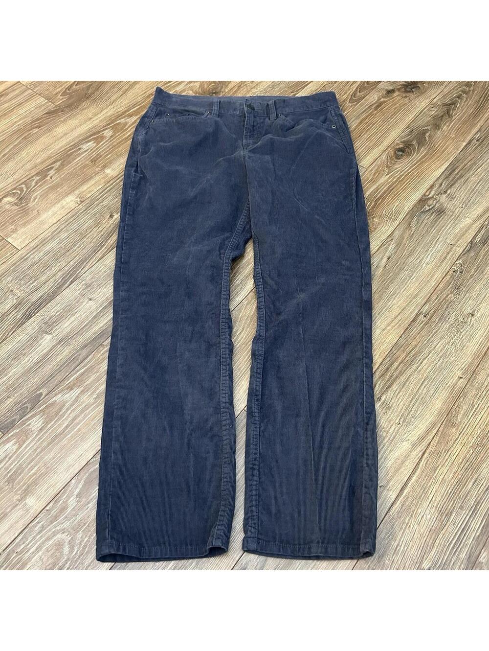 L.LBean Blue Corduroy Pants 12P Cozy Fall Preppy Academia Soft Straight Leg Chic